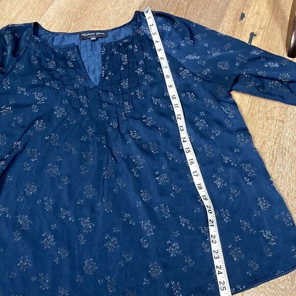 Michael stars blue floral blouse with split neck-M - Picture 5 of 8